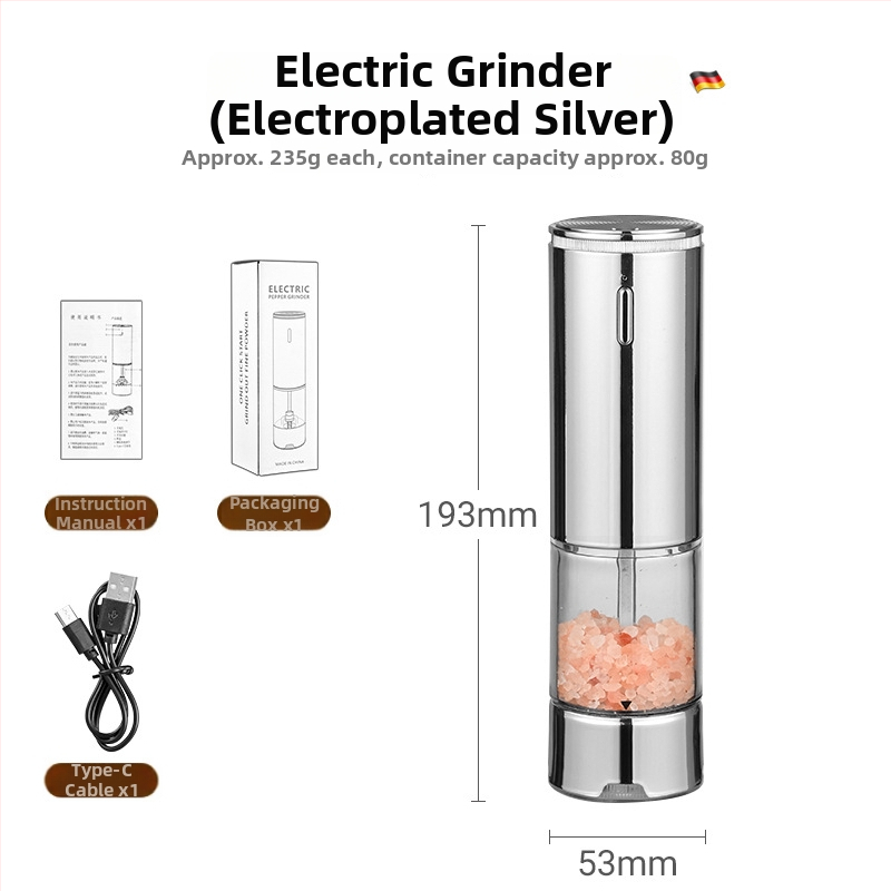 Електрическа мелничка за пипер Bomans – ABS корпус, керамична мелеща глава, електрическо задвижване, външно регулиране