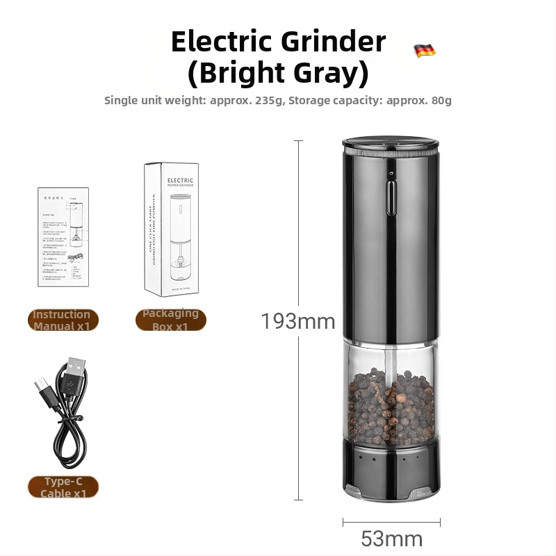 Електрическа мелничка за пипер Bomans – ABS корпус, керамична мелеща глава, електрическо задвижване, външно регулиране