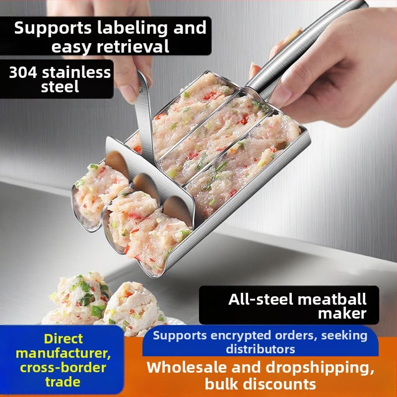 Μηχανή για κεφτέδες από ανοξείδωτο ατσάλι 304 — μοντέρνος μινιμαλιστικός σχεδιασμός, εκτύπωση λογοτύπου δυνατή, προσαρμογή, κυκλοφορεί το 2025