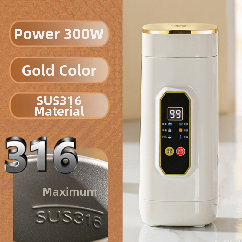 Prenosný elektrický ohrievací pohár, mini nerezová oceľ, 650 ml, 400 W, ohrev cez puzdro, ochrana proti suchému spaľovaniu a prehriatiu