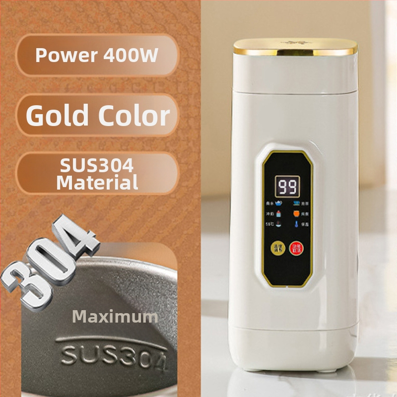 Prenosný elektrický ohrievací pohár, mini nerezová oceľ, 650 ml, 400 W, ohrev cez puzdro, ochrana proti suchému spaľovaniu a prehriatiu