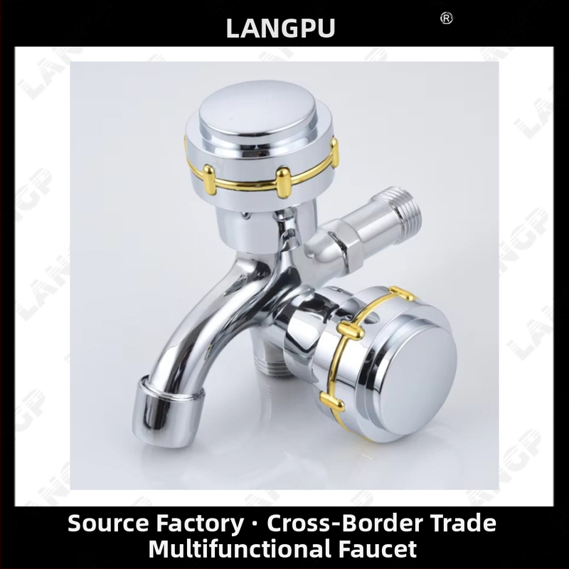 LP kohútik na práčku – telo zinku zliatiny, keramický diskový ventil, špirálové otváranie, jednostranná konštrukcia, elektrolyzovaný povrch, moderný minimalistický štýl