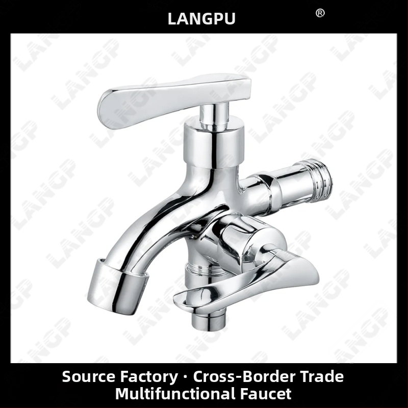 LP kohútik na práčku – telo zinku zliatiny, keramický diskový ventil, špirálové otváranie, jednostranná konštrukcia, elektrolyzovaný povrch, moderný minimalistický štýl