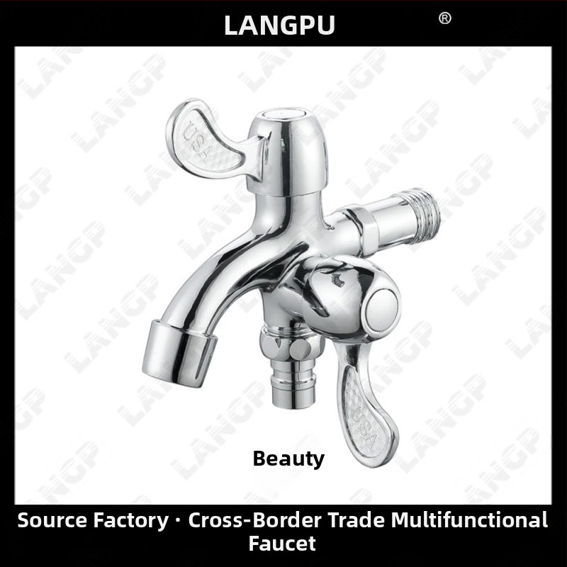 LP kohútik na práčku – telo zinku zliatiny, keramický diskový ventil, špirálové otváranie, jednostranná konštrukcia, elektrolyzovaný povrch, moderný minimalistický štýl