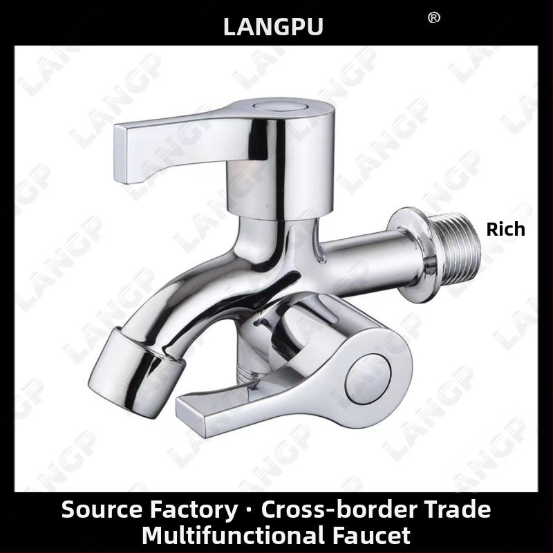 LP kohútik na práčku – telo zinku zliatiny, keramický diskový ventil, špirálové otváranie, jednostranná konštrukcia, elektrolyzovaný povrch, moderný minimalistický štýl