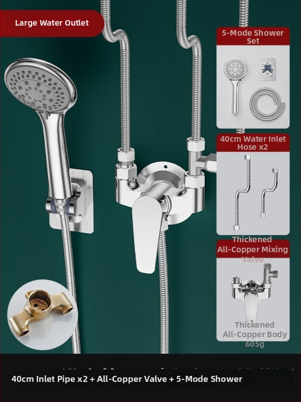 Jednoručni miješač ventila za električni bojler: miješanje topla/hladna u U-oblika, keramički disk ventila, bakreno jezgro, preklopnik tuša