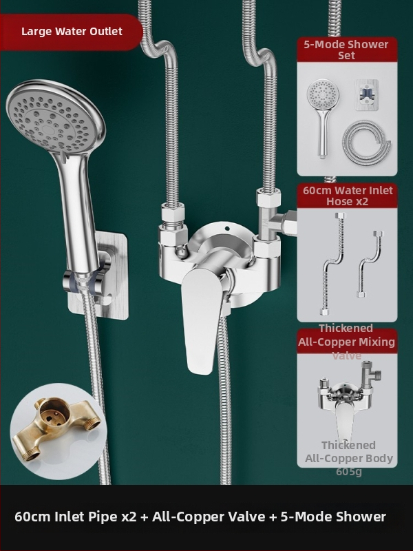 Jednoručni miješač ventila za električni bojler: miješanje topla/hladna u U-oblika, keramički disk ventila, bakreno jezgro, preklopnik tuša