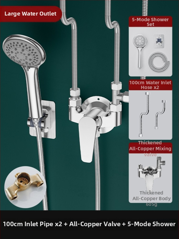 Jednoručni miješač ventila za električni bojler: miješanje topla/hladna u U-oblika, keramički disk ventila, bakreno jezgro, preklopnik tuša