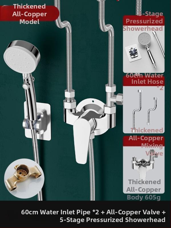 Jednoručni miješač ventila za električni bojler: miješanje topla/hladna u U-oblika, keramički disk ventila, bakreno jezgro, preklopnik tuša