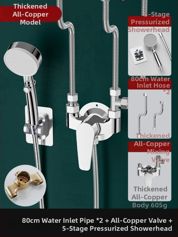 Jednoručni miješač ventila za električni bojler: miješanje topla/hladna u U-oblika, keramički disk ventila, bakreno jezgro, preklopnik tuša