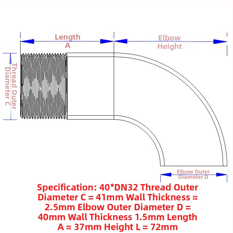 Uhlový spoj s vonkajším závitom, nerezová oceľ, Ø10–114 mm, hrúbka steny 2.0 mm, leštený povrch