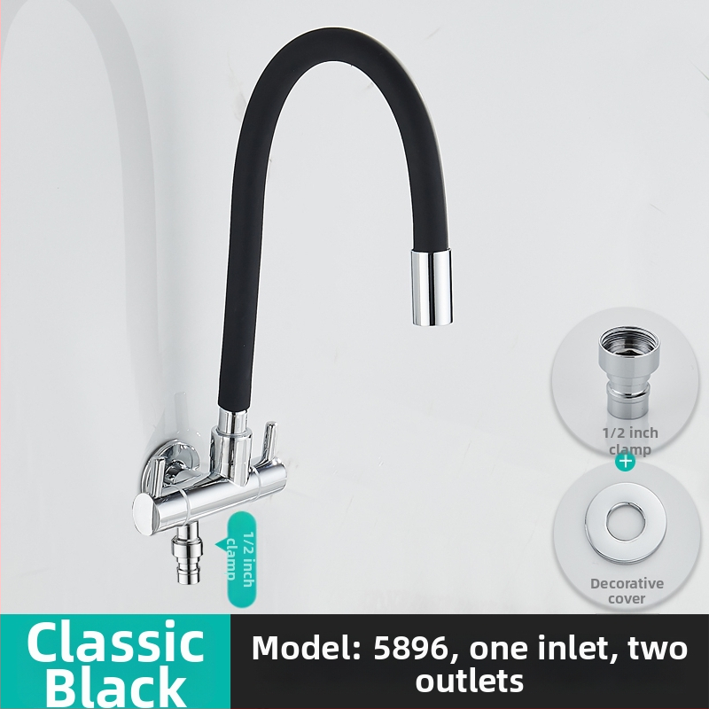 Prívodný kohútik na práčku, s jedným vstupom a dvoma výstupmi, otočný trojkrokový uhlový ventil; čiastočne meď; keramický diskový ventil; model 5896; jednopriamo spojenie