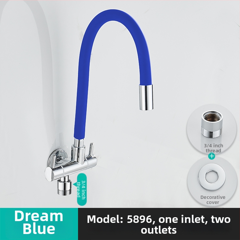 Prívodný kohútik na práčku, s jedným vstupom a dvoma výstupmi, otočný trojkrokový uhlový ventil; čiastočne meď; keramický diskový ventil; model 5896; jednopriamo spojenie