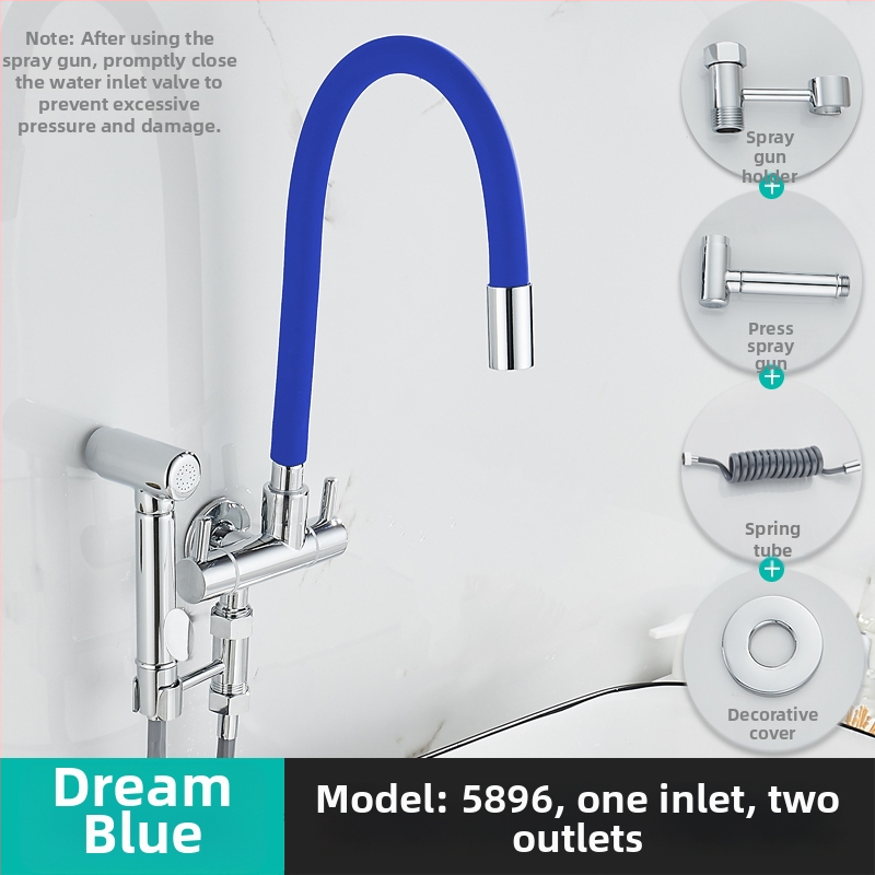 Prívodný kohútik na práčku, s jedným vstupom a dvoma výstupmi, otočný trojkrokový uhlový ventil; čiastočne meď; keramický diskový ventil; model 5896; jednopriamo spojenie