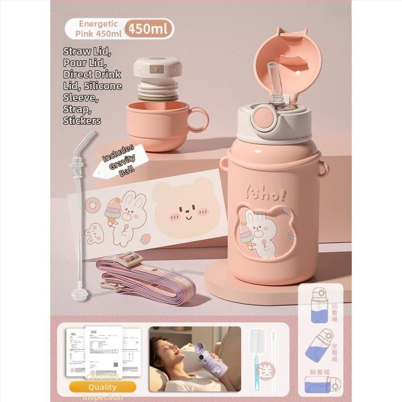 Κούπα με καλαμάκι και μπάλα βαρύτητας για εγκύους, ξαπλωτή χρήση, μονωμένη, αντι-πνιγμού, υλικό: Tritans, Nordic στυλ