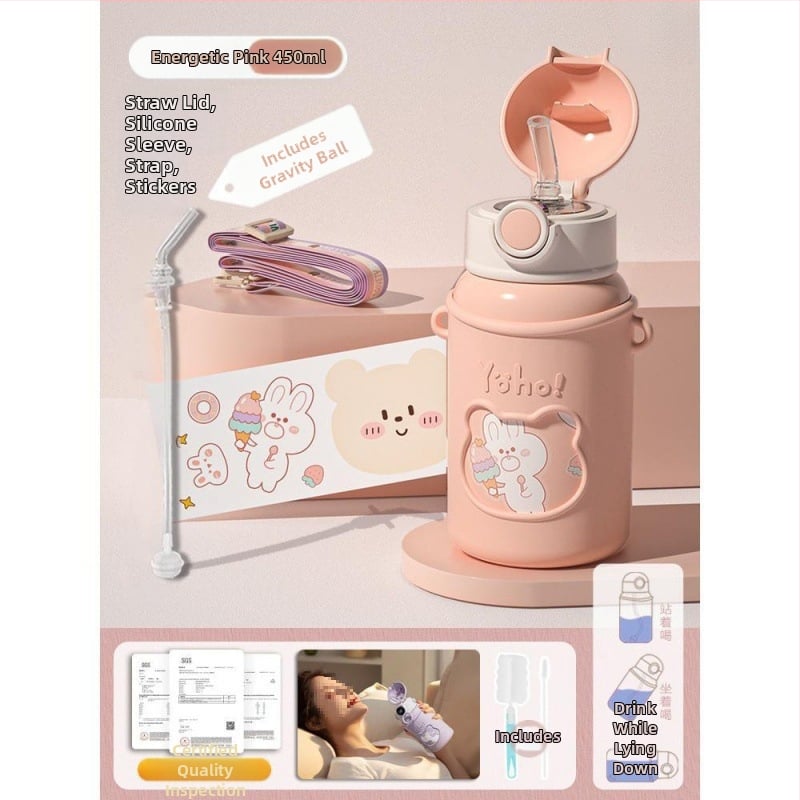 Κούπα με καλαμάκι και μπάλα βαρύτητας για εγκύους, ξαπλωτή χρήση, μονωμένη, αντι-πνιγμού, υλικό: Tritans, Nordic στυλ