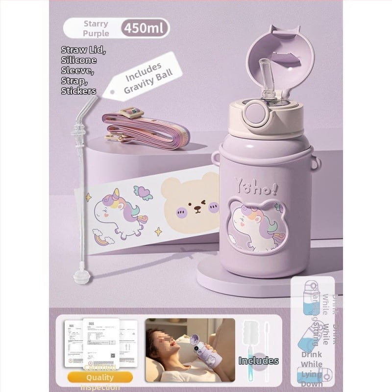 Κούπα με καλαμάκι και μπάλα βαρύτητας για εγκύους, ξαπλωτή χρήση, μονωμένη, αντι-πνιγμού, υλικό: Tritans, Nordic στυλ