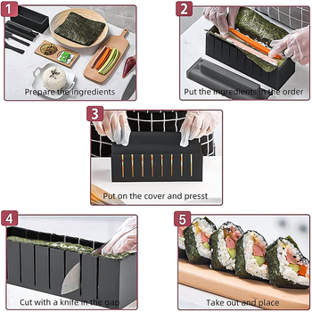 DIY set za kalupe za sushi – 10-djelni japanski stil, plastični, za kuhanje, prilagodba riže za sushi