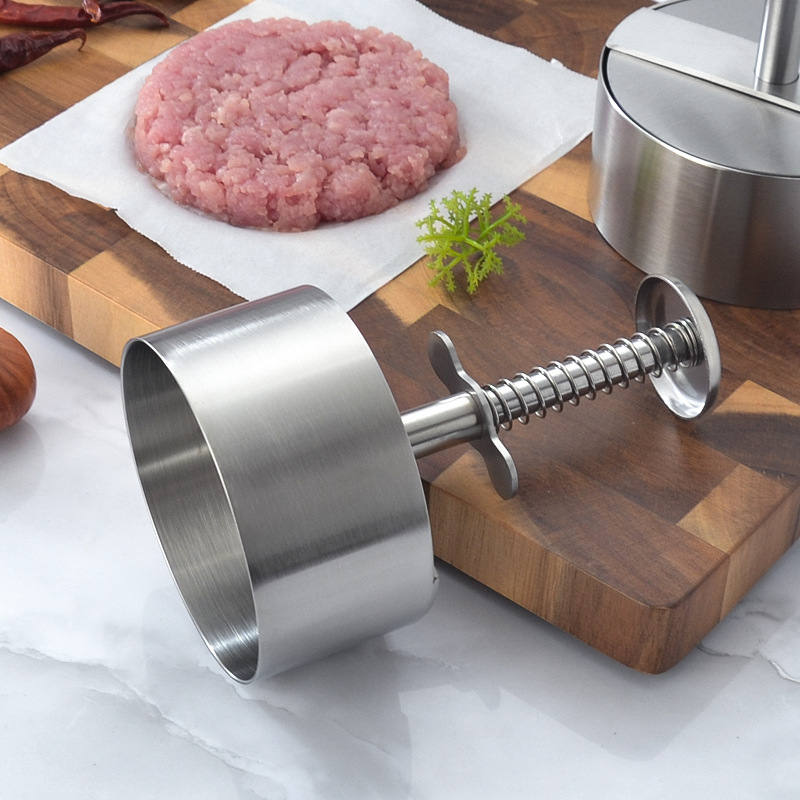 Nehrđajući čelik – presa za hamburger i kalup za ćevape, ručna opruga, 304 nehrđajući čelik, tiskanje logotipa, prilagodba obrade