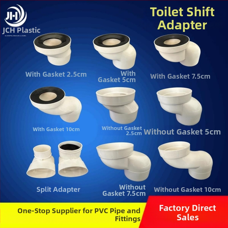 PVC vécé eltoló, modell 110, állítható pozíciók 2,5–10 cm, beépített könyök