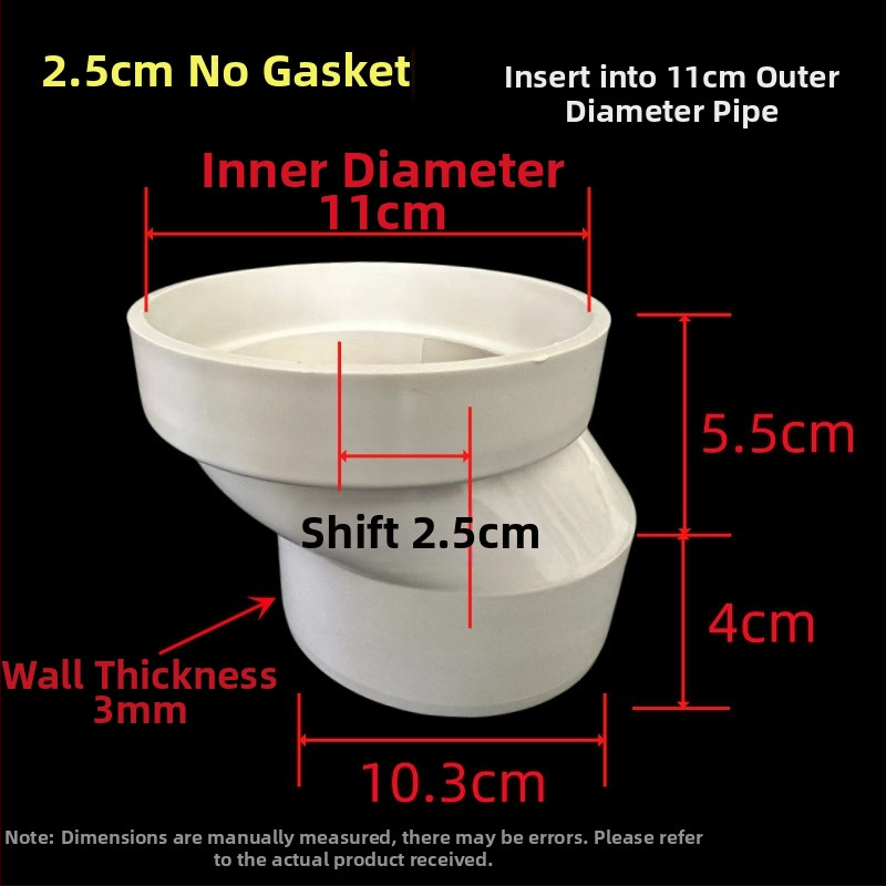 PVC vécé eltoló, modell 110, állítható pozíciók 2,5–10 cm, beépített könyök