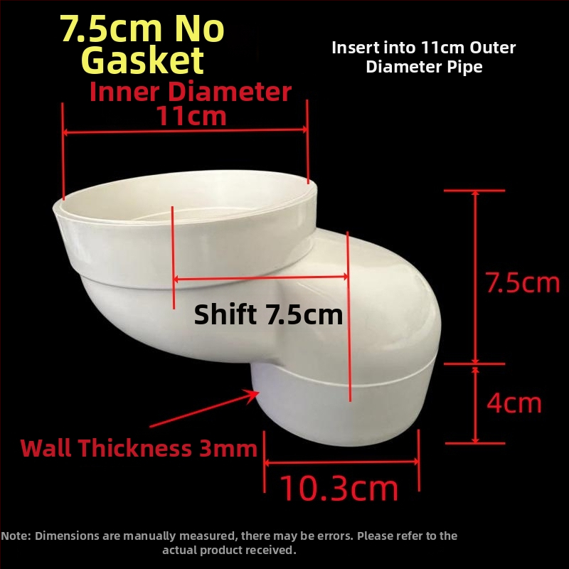PVC vécé eltoló, modell 110, állítható pozíciók 2,5–10 cm, beépített könyök