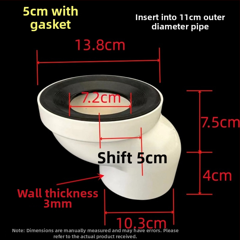 PVC vécé eltoló, modell 110, állítható pozíciók 2,5–10 cm, beépített könyök