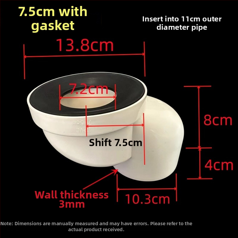 PVC vécé eltoló, modell 110, állítható pozíciók 2,5–10 cm, beépített könyök