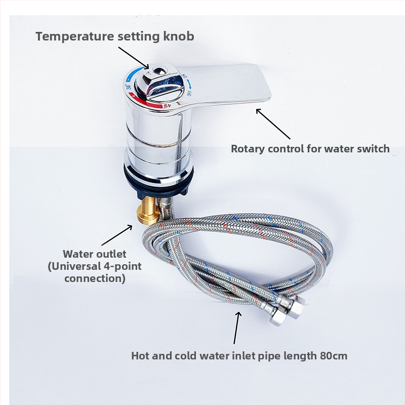 Robinet pull-out thermostatic din alamă, cu disc ceramic, acționare prin ridicare, max 80°C, intrare-ieșire 4 mm