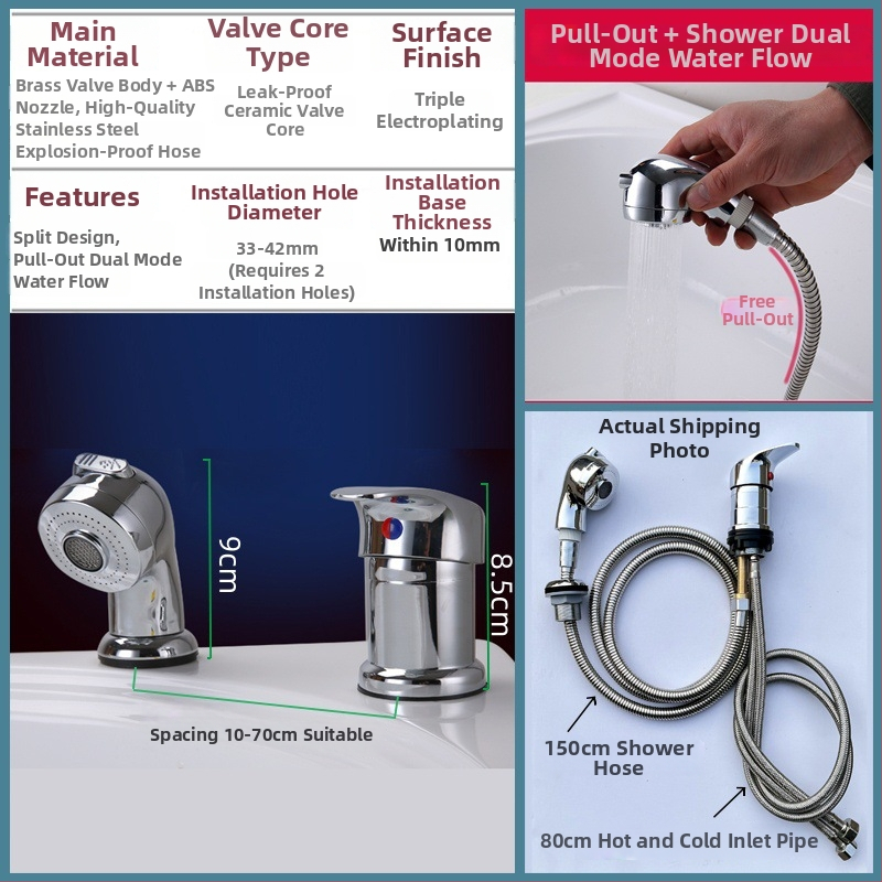 Robinet pull-out thermostatic din alamă, cu disc ceramic, acționare prin ridicare, max 80°C, intrare-ieșire 4 mm