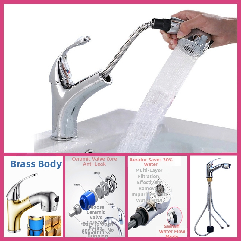 Robinet pull-out thermostatic din alamă, cu disc ceramic, acționare prin ridicare, max 80°C, intrare-ieșire 4 mm