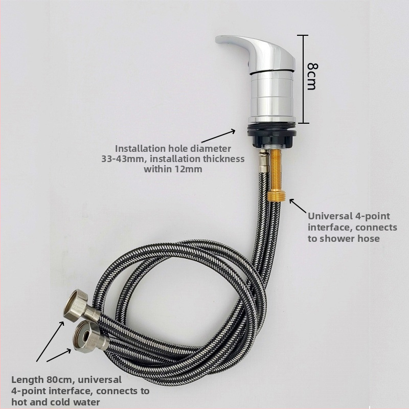 Robinet pull-out thermostatic din alamă, cu disc ceramic, acționare prin ridicare, max 80°C, intrare-ieșire 4 mm