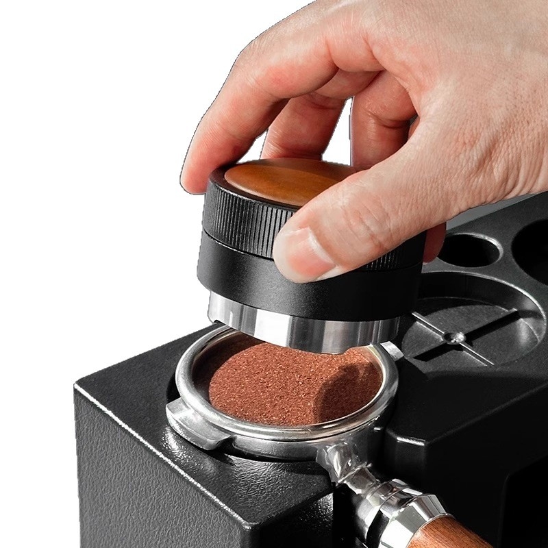 Gravitacijski dozator za kavu u prahu s automatskim podešavanjem visine, 304 inox čeli + aluminijska legura + drveni poklop, 350 g, moderni minimalistički kuhinjski dodatak