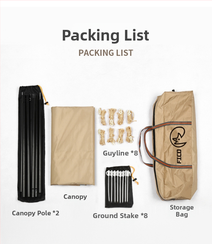 Canopy stan na kempovanie — Ultra ľahký, Flying Fox, Polyester, Nepremokavý 3000, Štvorec