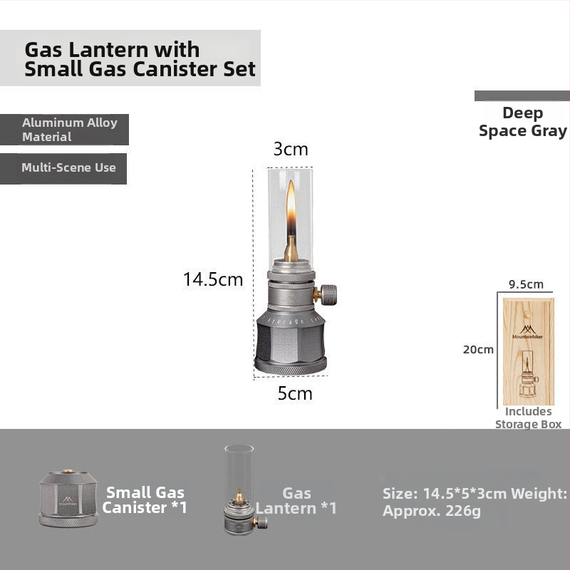 Yunzi kempingový plynový lampáš — žiarovková lampa, dobíjateľný zdroj energie, vonkajšie osvetlenie pre kempovanie