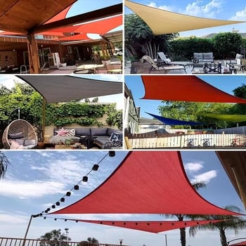 Háromszög árnyékoló vitorla 420D Oxford poliészterből, vízállóság 3000, összecsukható design, testreszabható, kültéri udvarhoz, kerthez és kempingezéshez