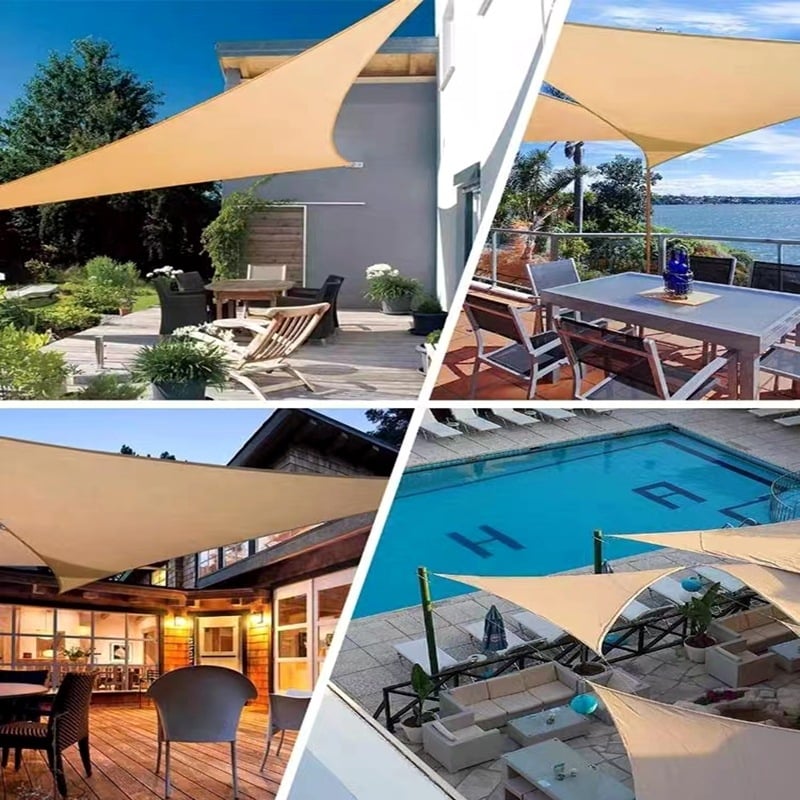 Háromszög árnyékoló vitorla 420D Oxford poliészterből, vízállóság 3000, összecsukható design, testreszabható, kültéri udvarhoz, kerthez és kempingezéshez