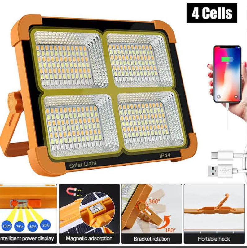 Kamp LED svjetlo s solarnim napajanjem, prijenosno, punjivo, nužno osvjetljenje, 5V, 3000, ručni prekidač