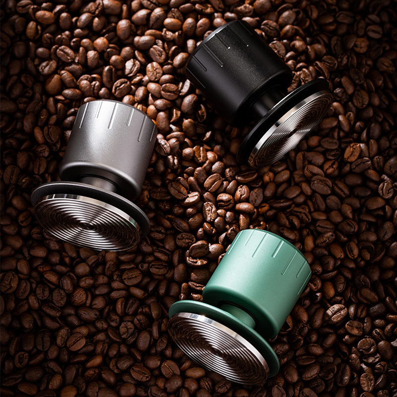 Mini espresso tamp za prašak s dvostrukom oprugom, tlak 30 lb, nehrđajući čelik, baza za pohranu, model 515358