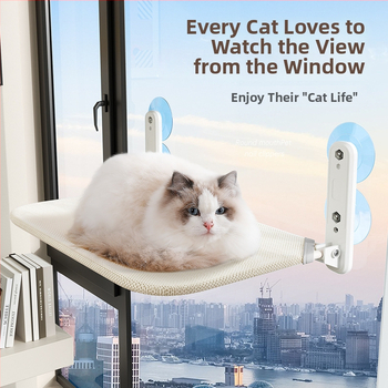 Котешки хамак за прозореца със вакуумна вендуза, плюшено котешко легло