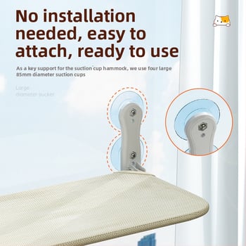 Котешки хамак за прозореца със вакуумна вендуза, плюшено котешко легло