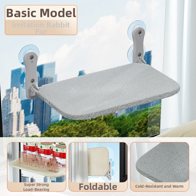 Котешки хамак за прозореца със вакуумна вендуза, плюшено котешко легло