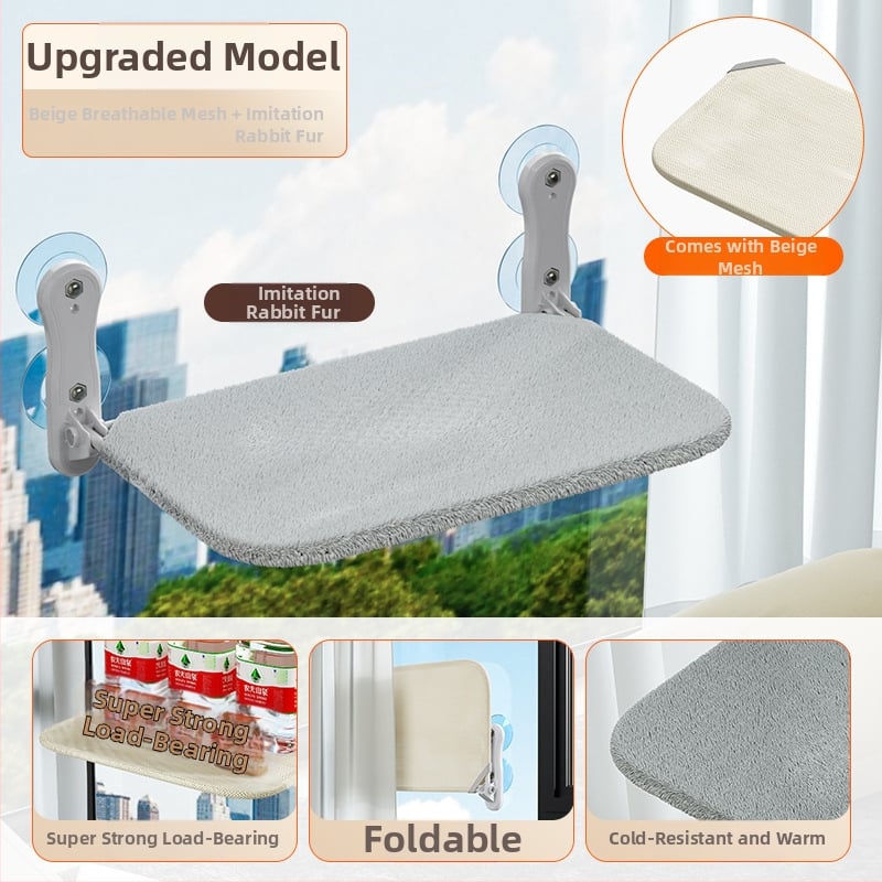 Котешки хамак за прозореца със вакуумна вендуза, плюшено котешко легло