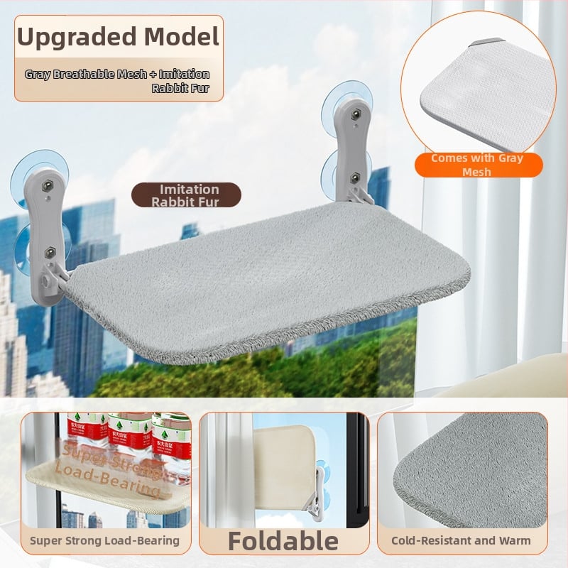 Котешки хамак за прозореца със вакуумна вендуза, плюшено котешко легло