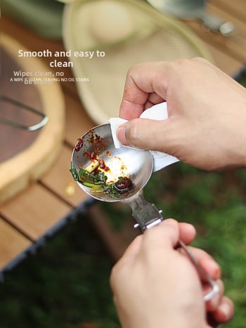 Комплект къмпинг посуда от неръждаема стомана 304, преносим сгъваем многофункционален прибор за готвене за 3–5 души