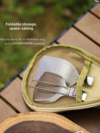 Комплект къмпинг посуда от неръждаема стомана 304, преносим сгъваем многофункционален прибор за готвене за 3–5 души