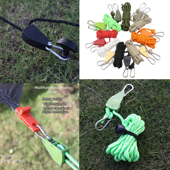 Nastaviteľný napínač lan pre stan a markítu, s kovovým kolieskom, reflexné lano, nylon, zliatina a polyester paracord