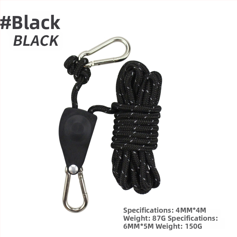 Nastaviteľný napínač lan pre stan a markítu, s kovovým kolieskom, reflexné lano, nylon, zliatina a polyester paracord