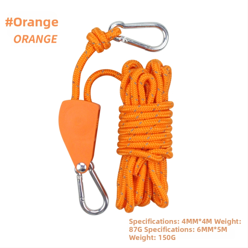 Nastaviteľný napínač lan pre stan a markítu, s kovovým kolieskom, reflexné lano, nylon, zliatina a polyester paracord