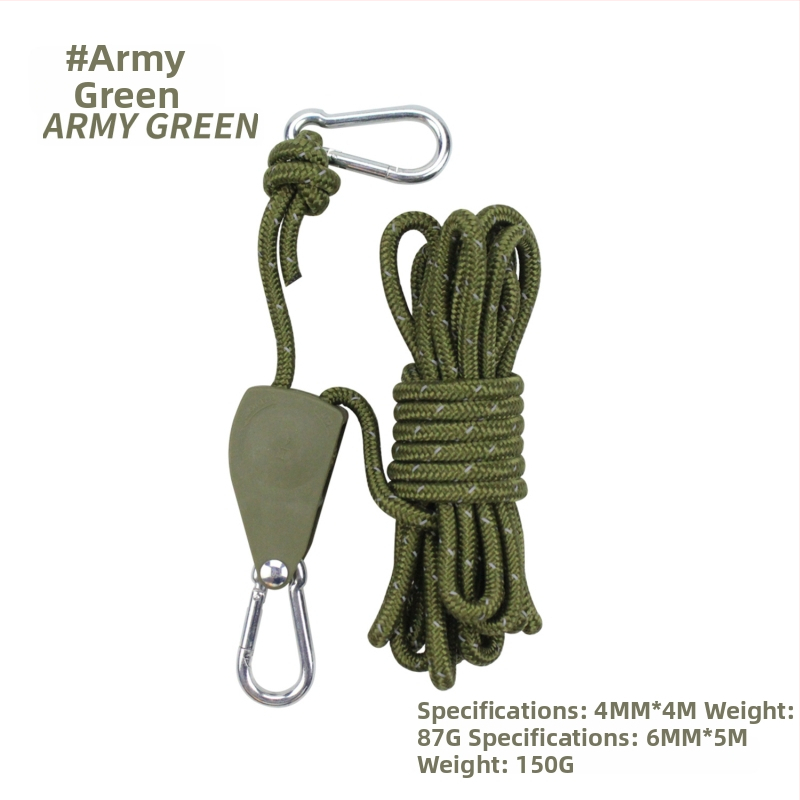 Nastaviteľný napínač lan pre stan a markítu, s kovovým kolieskom, reflexné lano, nylon, zliatina a polyester paracord